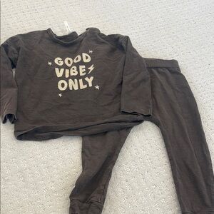 Rylee + Cru Good Vibes Only Brown Toddler Set